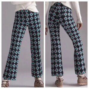 MAEVE ANTHROPOLOGIE margo pants kick flare argyle retro knit pull on cropped M